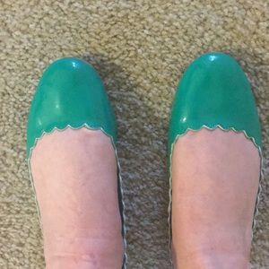 Green scalloped flats